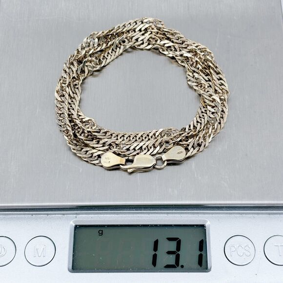 Vintage Italy Sterling Silver 925 4.4mm Singapore Chain Necklace 18.5" - Picture 2 of 3